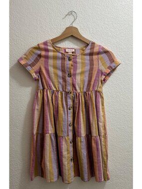 Cat & Jack Multicolor Short Sleeve Button-Down Dress Size M (7/8)